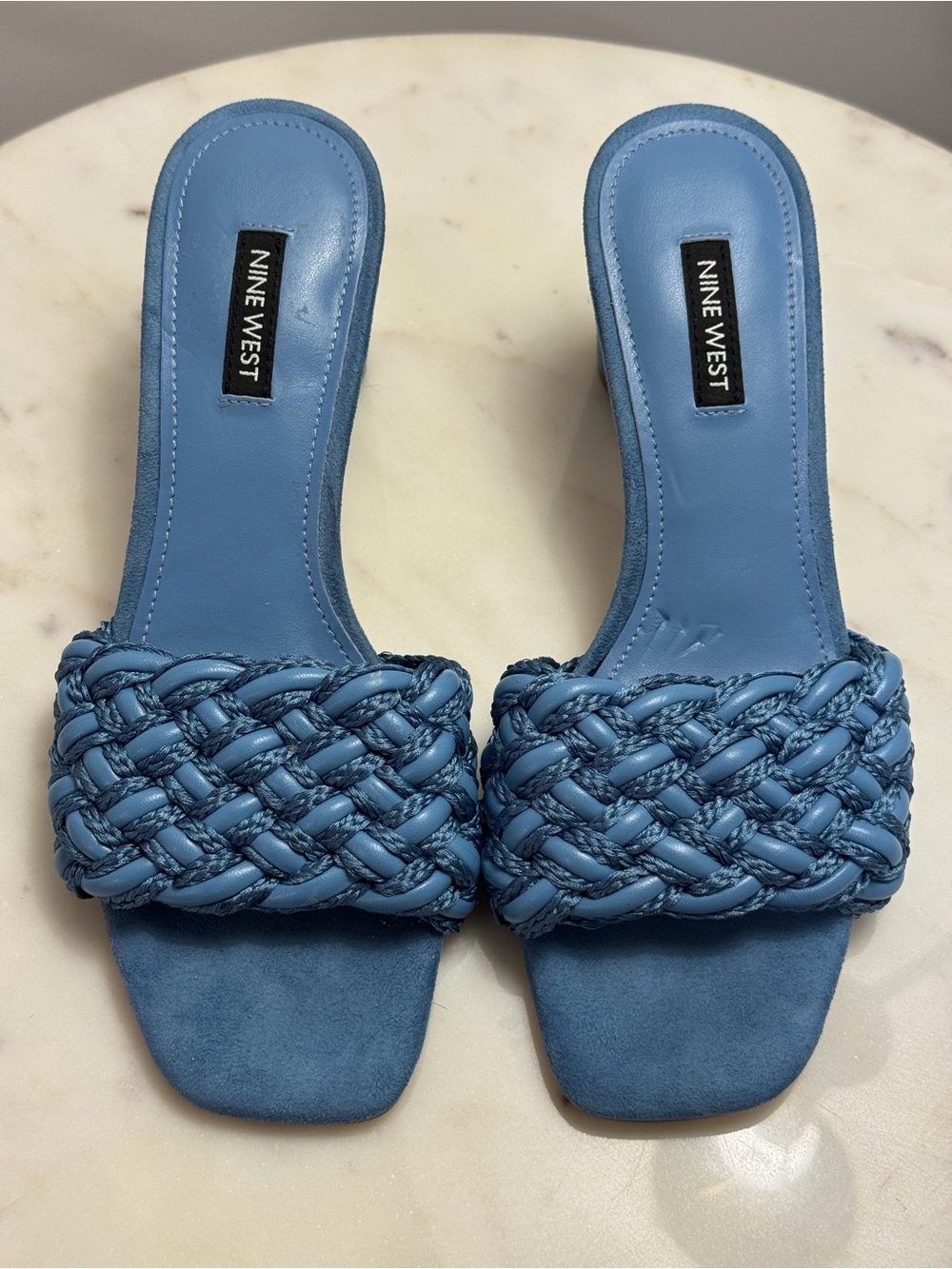 Nine West Dusty Blue Braided Block Heel Mules - Picture 7 of 8